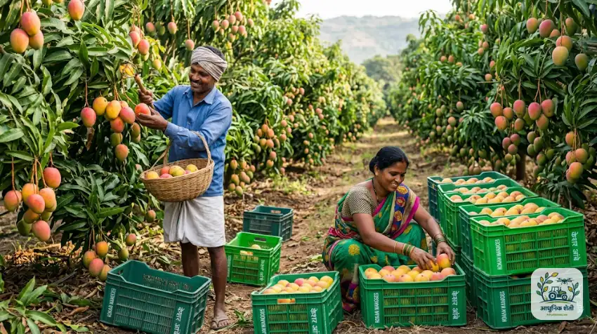 आंबा फळकाढणी आणि पॅकिंग