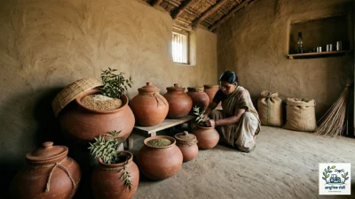 मातीच्या मडक्यात बियाणे साठवणूक