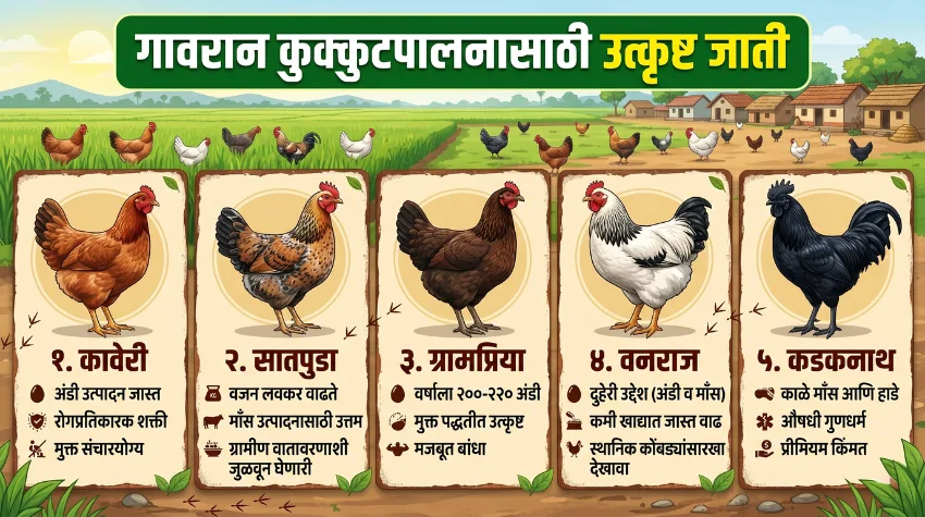 गावरान कुक्कुटपालनासाठी सर्वोत्तम जाती