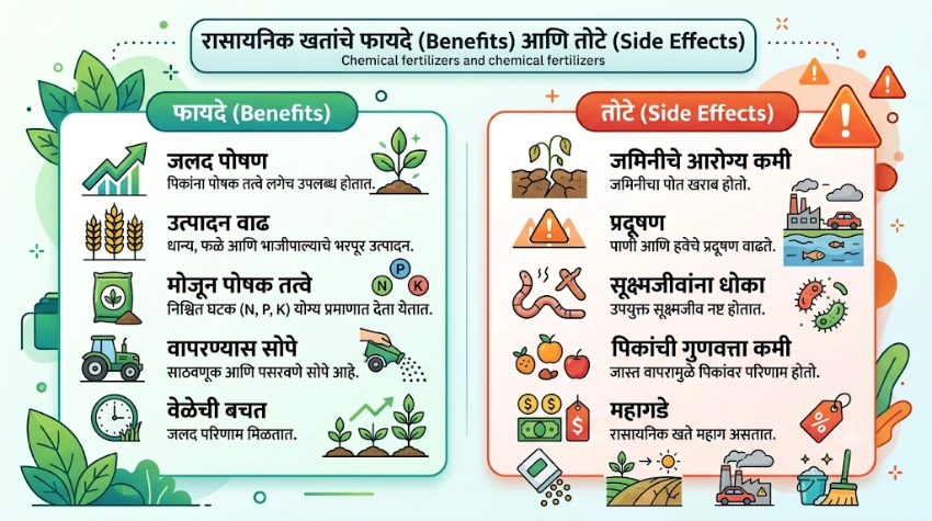 रासायनिक खतांचे फायदे (Benefits) आणि तोटे (Side Effects)