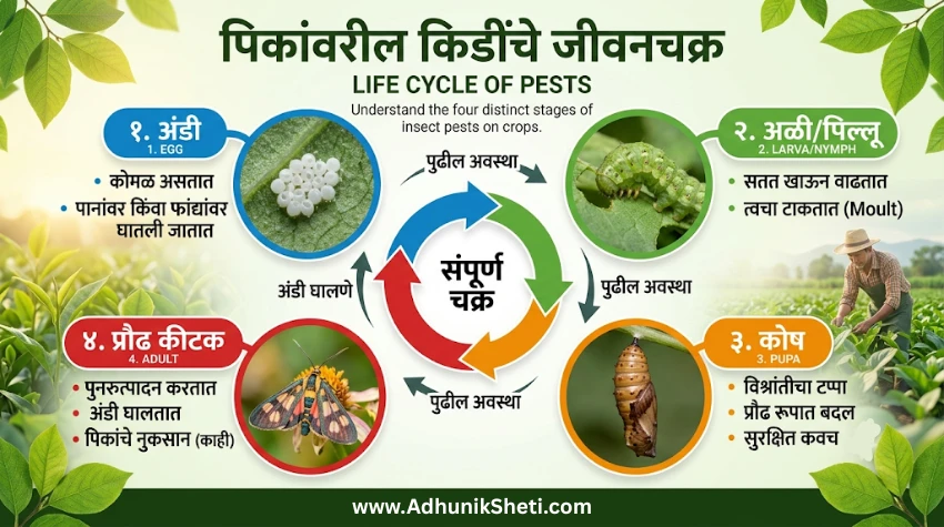 पिकांवरील किडींचे जीवनचक्र (Life Cycle of Pests)
