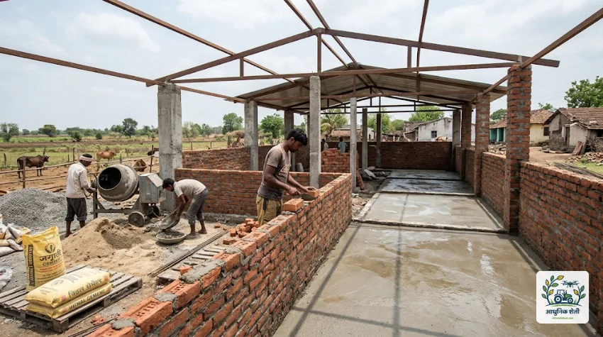 म्हैस गोठा शेड बांधकाम प्रक्रिया