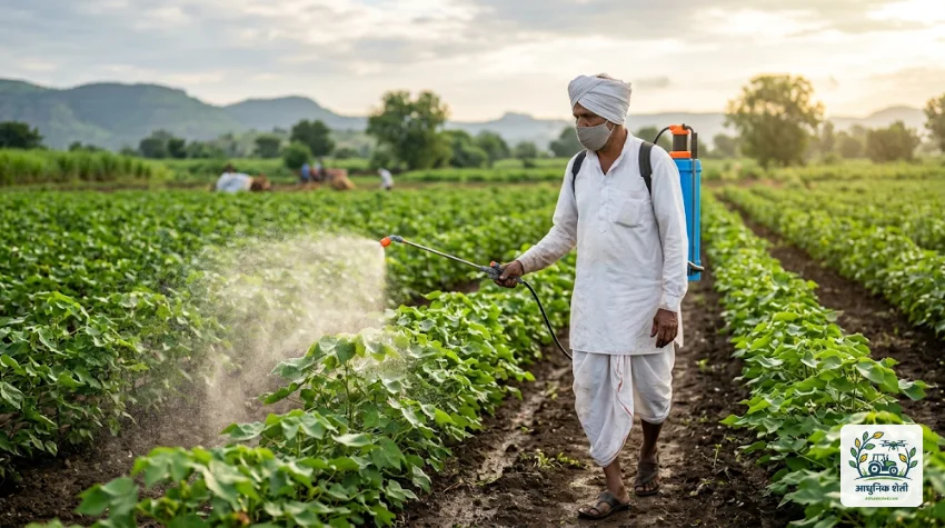 पिकांवर सूक्ष्म अन्नद्रव्यांची (Foliar Spray) फवारणी.