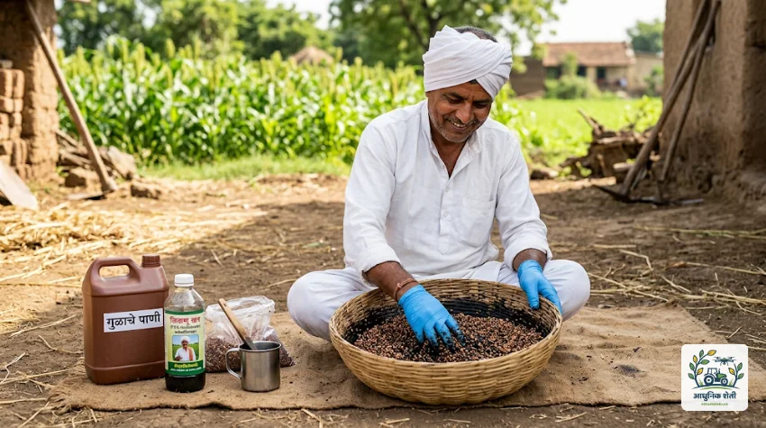 बियाणांवर जिवाणू खतांची बीजप्रक्रिया करण्याची पद्धत