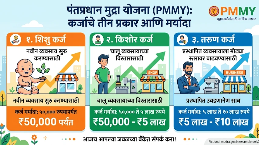 शिशु, किशोर आणि तरुण मुद्रा कर्ज प्रकार