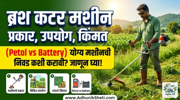 शेतातील गवत कापण्यासाठी वापरले जाणारे आधुनिक ब्रश कटर मशीन