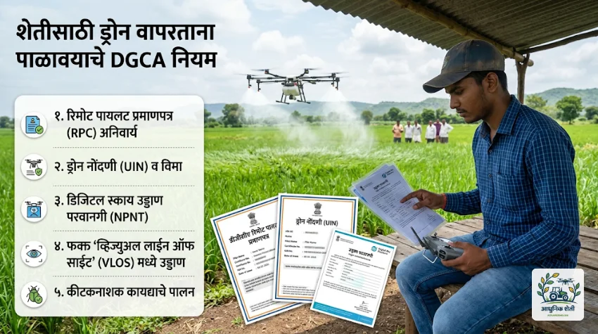 शेतीसाठी ड्रोन वापरताना पाळावयाचे DGCA नियम