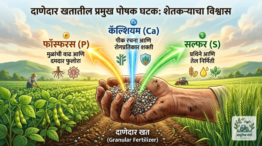 सिंगल सुपर फॉस्फेट मधील फॉस्फरस, कॅल्शियम आणि सल्फर घटक